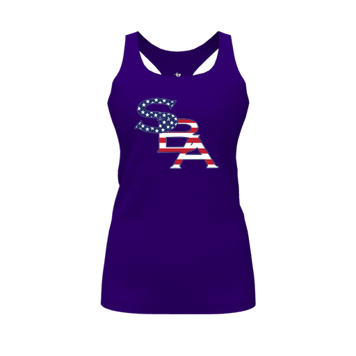 [FT0TRBPP-FYS-LOGO1] Decker Racerback Tank Top (Female Youth S, Purple, Logo 1)