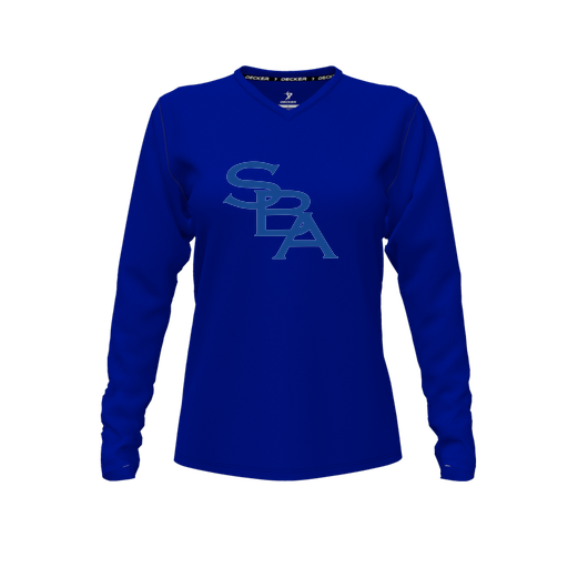 [FTLVCFRY-FYXS-LOGO2] Decker Comfort T-Shirt (Female Youth XS, Royal, V Neck, Logo 2, Long Sleeve)