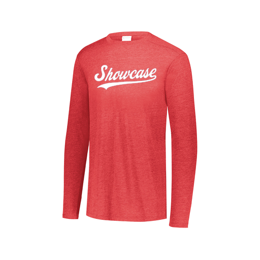 [3075.V96.XS-LOGO3] Decker Men's Tri-Blend T-Shirt - Long Sleeve (Adult XS, Red, Logo 3)